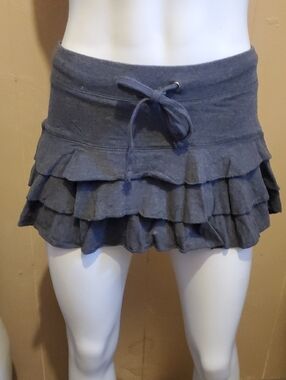 Gray Ruffled Tiered Mini Skirt